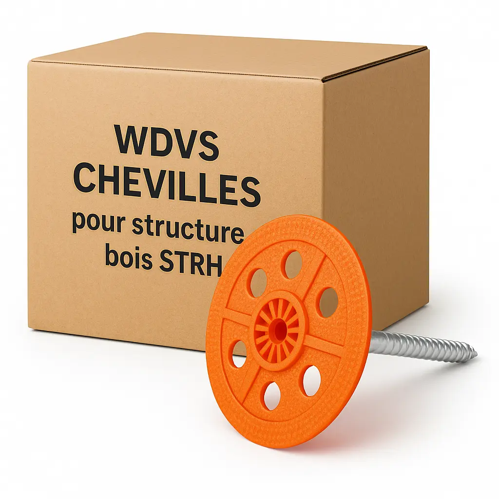 WDVS CHEVILLE 140 mm POUR ISOLATION 100 mm - pour structure bois STRH - (Boite de 100pc)