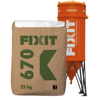 FIXIT - Gobetis d’accrochage  FIXIT 670 appliqué à la machine ou manuellement sac 25kg - couvert à 70%  - Rendement 10m2/heure Fourniture 6kg/m2    