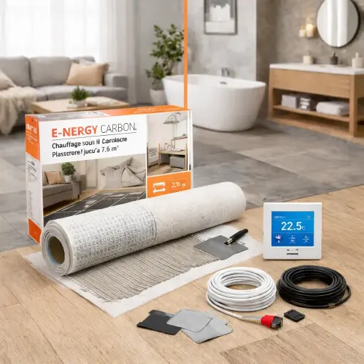 [2 97 017] E-NERGY CARBON - Kit Chauffage Infrarouge - Pièces de vie et Salle de Bain 800 W | 7,2 m²